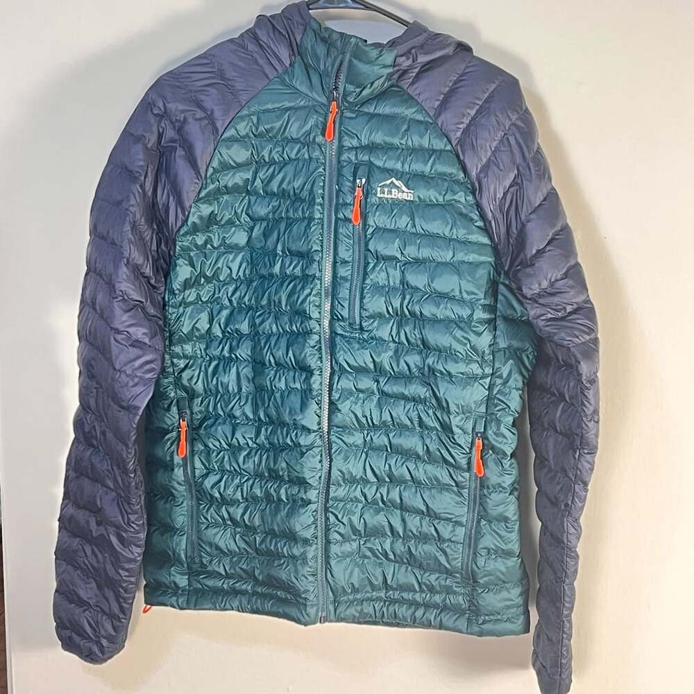 L.L.Bean Ultralight Hooded Puffer Jacket Men's Small Green Navy Gorpcore